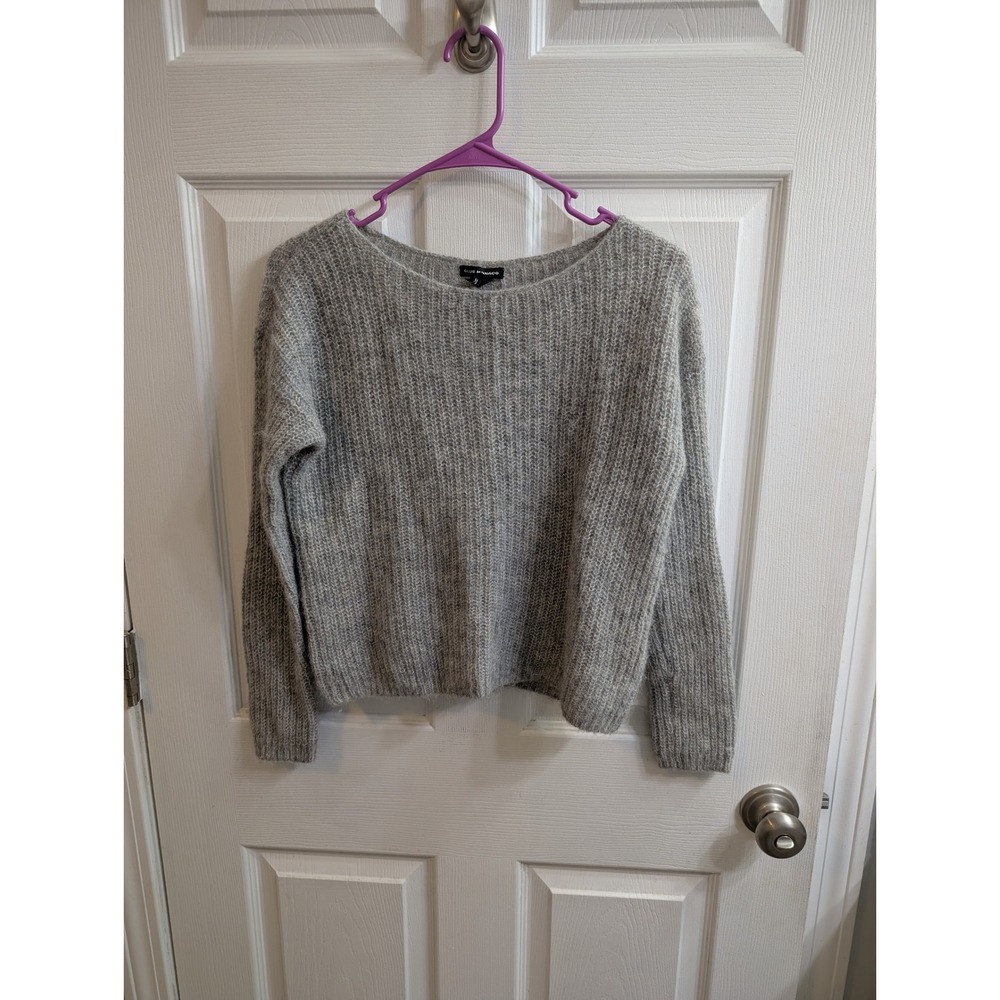 Club Monaco Gray Ribbed Knit Crew Neck Sweater Alpaca Blend Women's - Size XS